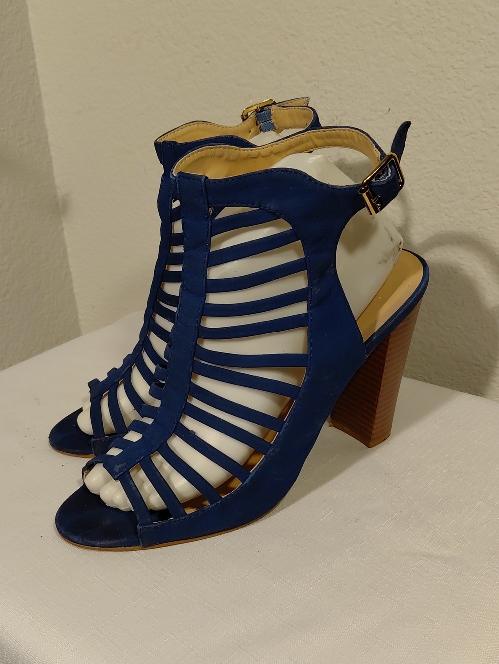 Royal Blue Strappy Block Heel Sandals